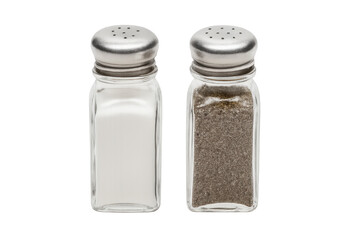 Salt and pepper shakers on transparent background enhancing food flavor