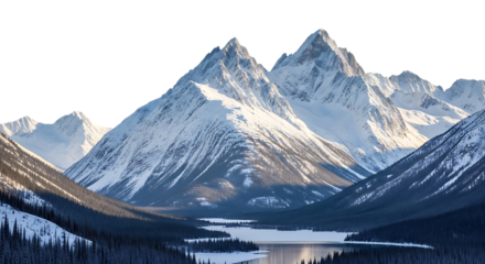 Snowy Mountain Landscape with Transparent Background png cut out