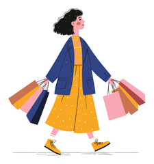 Enchanted Forest Scene with Girl, Colorful Mushrooms and Butterflies