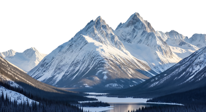 Snowy Mountain Landscape with Transparent Background png cut out