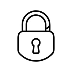 Simple Black Outline Padlock Icon with Keyhole