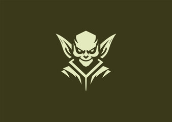 Obraz premium A simple minimalist goblin silhouette logo, merging whimsical fantasy with clean, modern design.