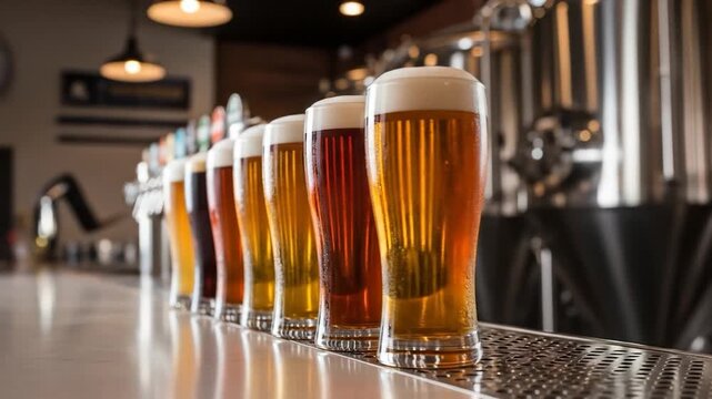 Craft Beer Flight: Tasting Different Styles of Beer at a Brewery Taproom