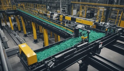 Industrial Factory Conveyor Belt System Green Material Processing