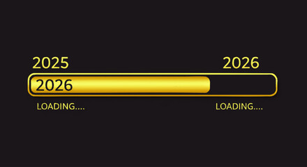 Gold-toned 2025-2026 Loading Bar Graphic Design
