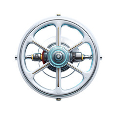 Obraz premium Futuristic Chrome Wheel Detailed Object Shiny Element Isolated on Background