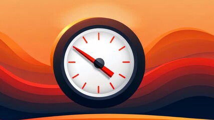 Time's Embrace: A captivating visual of a clock's face, with a bold red second hand, amidst an abstract, warm-toned, sun-kissed background, representing the timeless flow of moments.