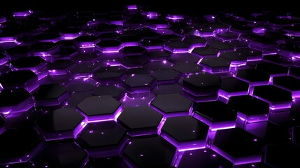 Obraz premium Purple hexagons with glowing edges.