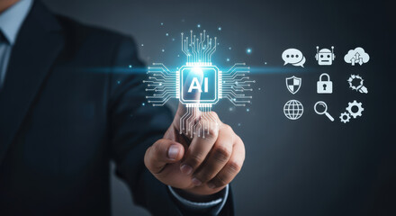 Artificial Intelligence Revolutionizing Business A Businessman's Touch on AI Technology Unveiling the Future of Innovation and Automation in the Digital Age