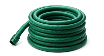 Coiled Green Garden Hose: Ready for Watering