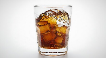 Refreshing Cola Splash with Ice Cubes