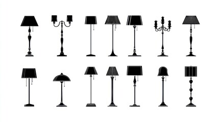 Collection of black floor lamps