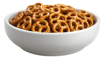 bowl of pretzels isolated on white
