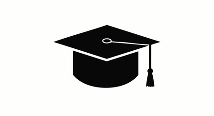 Minimalist black graduation cap silhouette with a hanging tassel, an academic symbol.