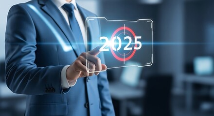 Obraz premium Businessman Targeting 2025 Goals