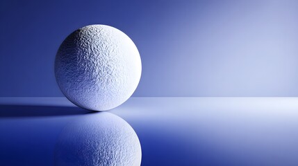 White sphere with textured surface against a gradient blue background.