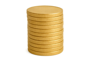 Stack of gold coins representing savings and investment on transparent background