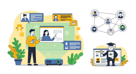 Online education platform with diverse learning resources and a collaborative network