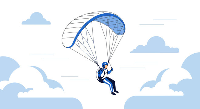 Paragliding adventure against a dreamy sky illustration for thrilling outdoor recreation experiences