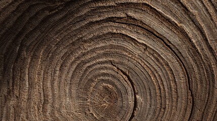 A close-up view of a tree stump, showcasing the intricate growth rings and textures of the wood.
