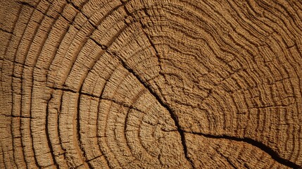 Fototapeta premium A close-up of a tree stump reveals intricate rings and textures, showcasing the natural beauty and age of the wood.