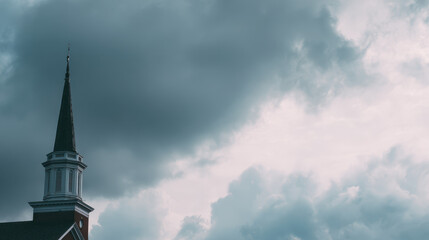 Steeple against a dramatic sky.