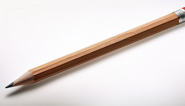 a long light brown pencil slightly angled shows a worn textured surface darker markings