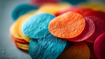 Close-up view of colorful circles layered together.