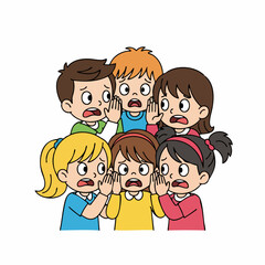 Cartoon Flat Style Worried Children Group Expression Illustration Artwork