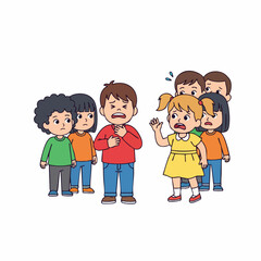Simple Cartoon Little Kids Arguing with Each Other Illustration Design