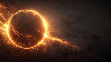 Fiery, glowing circle on a dark background.