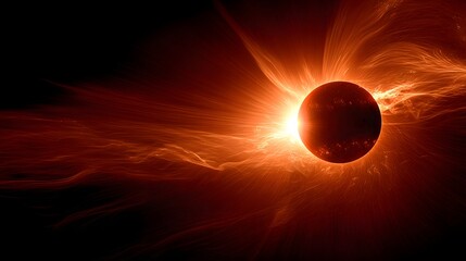 Fiery celestial body surrounded by radiant energy.