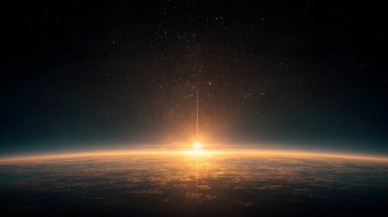 Sunrise over Earth from space.