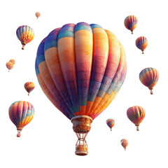 Obraz premium Colorful hot air balloons festival, sunrise, aerial view