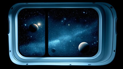 Space view through a futuristic window.