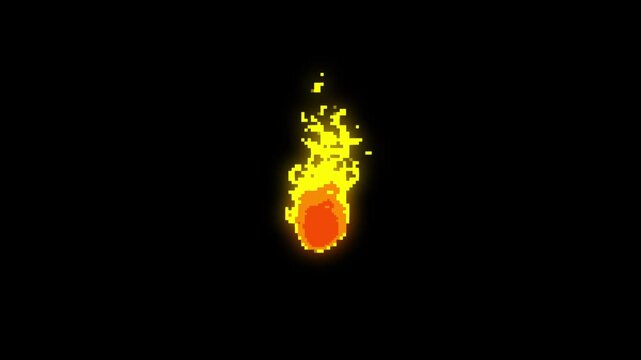 Animated pixel art fire, retro pixel art fire animation, looped, with alpha channel