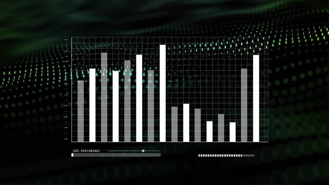 Updating data feed bar chart animating bars and sliding slider thumb, visualizing trends