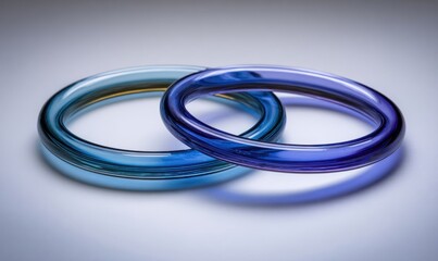 Naklejka premium Two overlapping rings, translucent blue and teal colors
