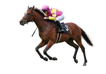 horse racer isolated on white or transparent background. PNG, horse racing isolated on white or transparent background. PNG