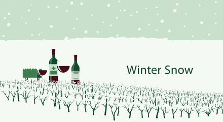 Obraz premium Wine Season In Winter Scenery A Festive Holiday Vineyard With Snowfall