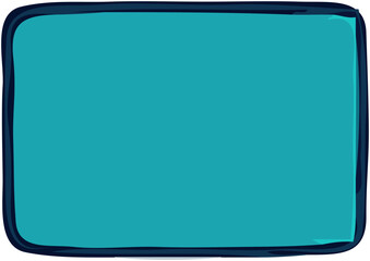 A teal rectangle with rounded corners and a dark blue, hand-drawn style border, isolated on a white background.