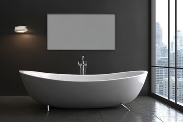 Modern city bathroom with a freestanding tub