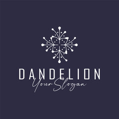 Dandelion Flower Logo Design Simple Minimalist Symbol Template