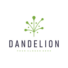 Dandelion Flower Logo Design Simple Minimalist Symbol Template