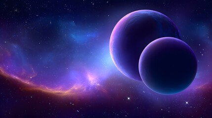 Two celestial bodies in deep space.