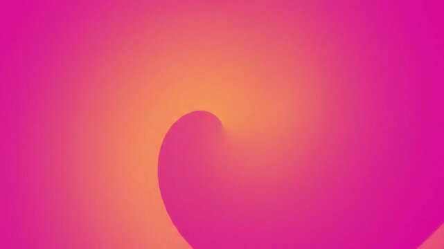 A swirling gradient of pink and orange forms a spiral shape.