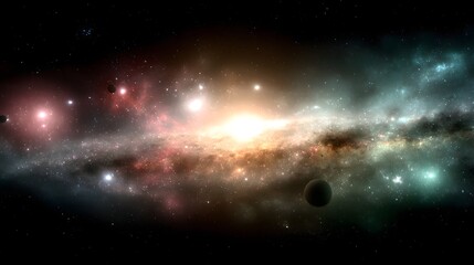 Fototapeta premium A vibrant display of celestial bodies in deep space.