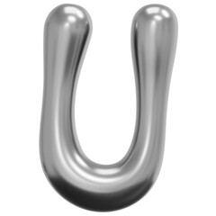 3D Liquid Chrome U Icon © Flowicon