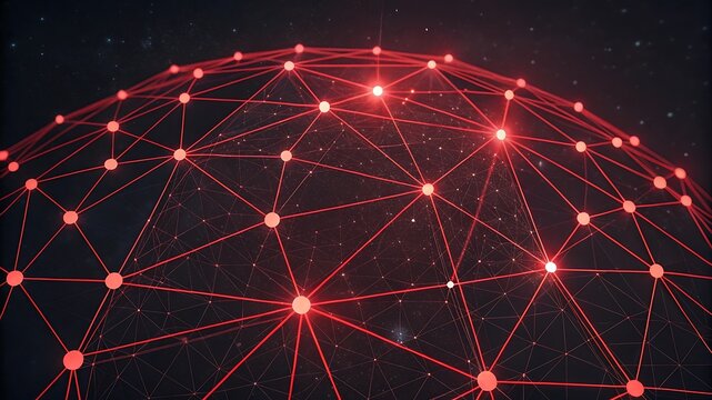 Glowing red geometric network abstract