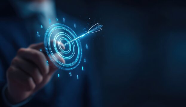 Hand targeting a digital dartboard